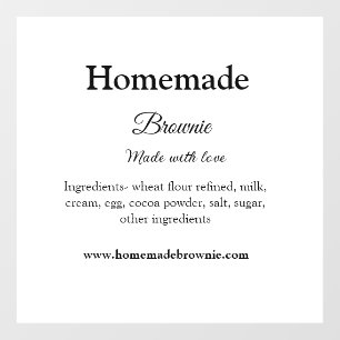 Homemade brwonie made with love add text website window cling