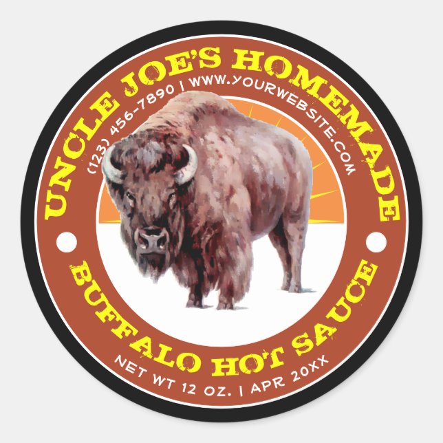 Homemade Buffalo Hot Sauce Label Template (Front)