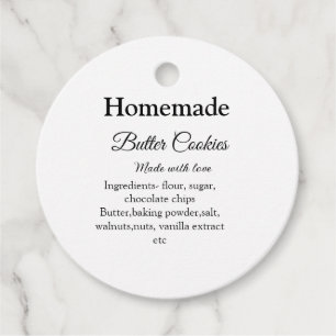 Homemade butter cookies made with love add text favor tags