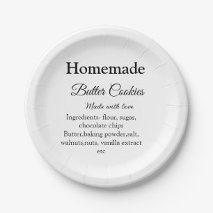 Homemade butter cookies made with love add text paper plates