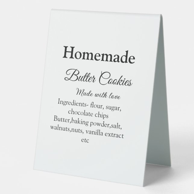 Homemade butter cookies made with love add text table tent (Front)