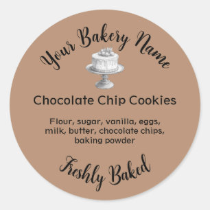 Homemade Cake Business Baking Label Brown