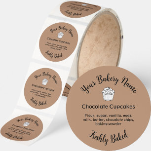 Homemade Cake Business Logo Baking Label Brown