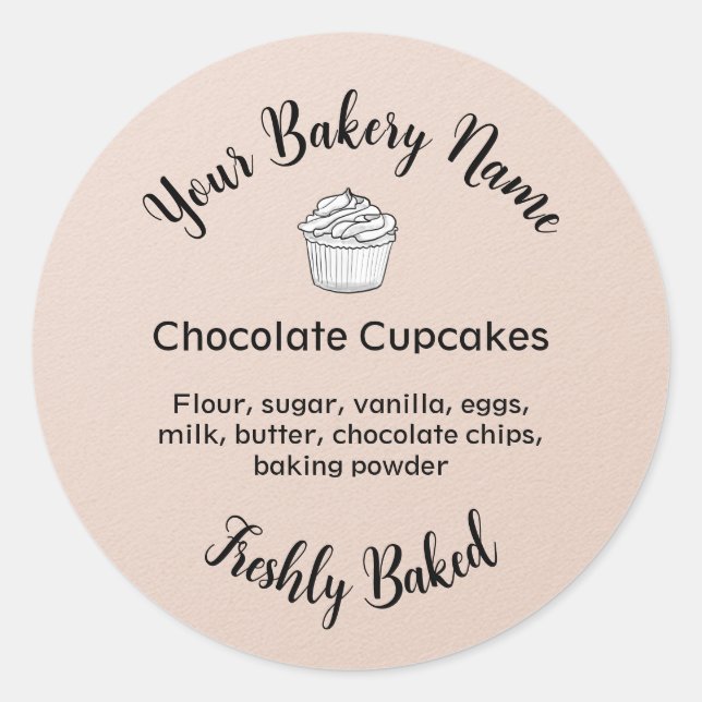 Homemade Cake Business Logo Baking Label Peach (Front)