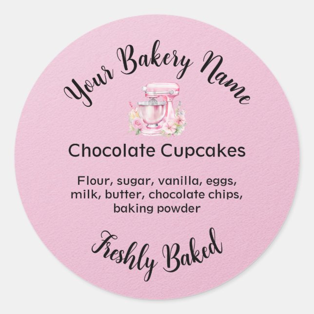 Homemade Cake Business Logo Baking Label Pink  (Front)