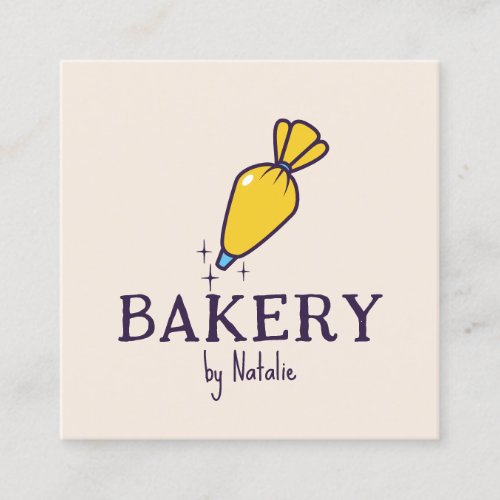 Homemade Cake Pastry Bag Cream Cupcake Bakery Square Business Card
