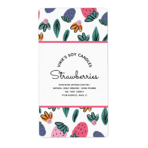 Homemade Candles Business Strawberries Pattern Label