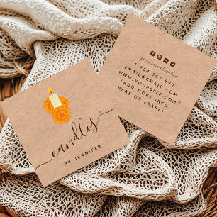 Homemade Candles Kraft Style Paper & Social Media Square Business Card