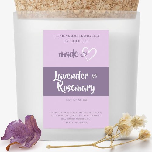 Homemade Candles Product Packaging Lilac Lavender Food Label