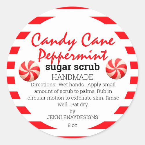 Homemade Candy Cane Peppermint Sugar Scrub DIY Classic Round Sticker