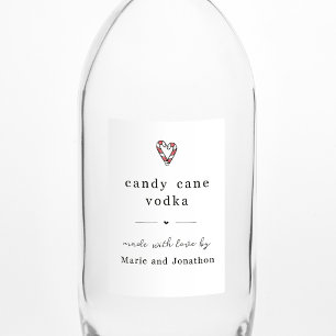 Homemade Candy Cane Vodka Bottle Gift Label