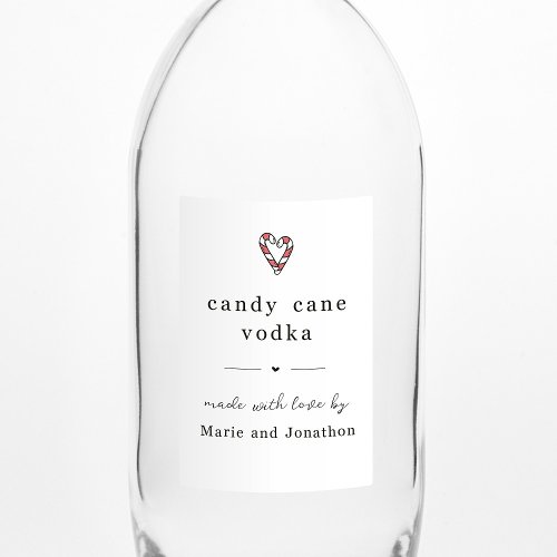 Homemade Candy Cane Vodka Bottle Gift Label