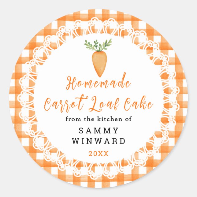 Homemade Carrot Loaf Cake Label (Front)