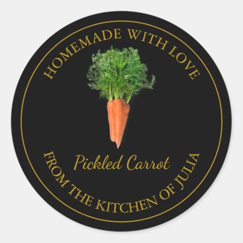 Homemade Carrot Pickle Label  Black