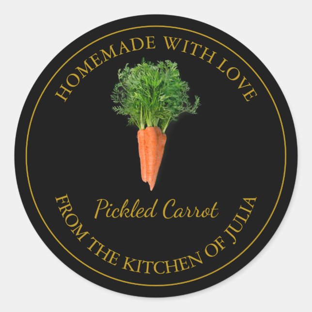 Homemade Carrot Pickle Label | Black (Front)