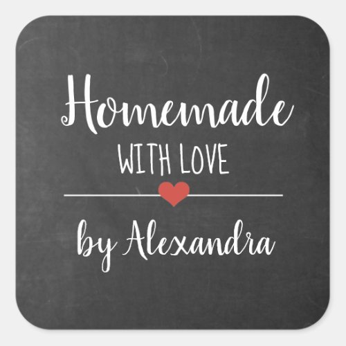 Homemade chalkboard script  square sticker