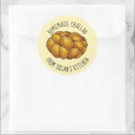 Homemade Challah Personalized Baked By Kitchen Classic Round Sticker<br><div class="desc">Design features an original marker illustration of a classic loaf of braided challah bread. Simply personalize with your information.

Don't see what you're looking for? Need help with customization? Click "contact this designer" to have something created just for you!</div>