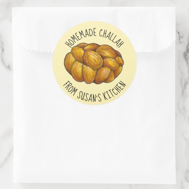 Homemade Challah Personalized Baked By Kitchen Classic Round Sticker (Bag)