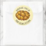 Homemade Challah Personalized Baked By Kitchen Classic Round Sticker<br><div class="desc">Design features an original marker illustration of a classic loaf of braided challah bread. Simply personalize with your information.

Don't see what you're looking for? Need help with customization? Click "contact this designer" to have something created just for you!</div>