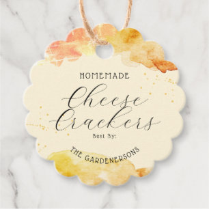 Homemade Cheese Crackers Watercolor Favor Tags