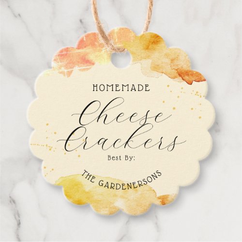 Homemade Cheese Crackers Watercolor Favor Tags