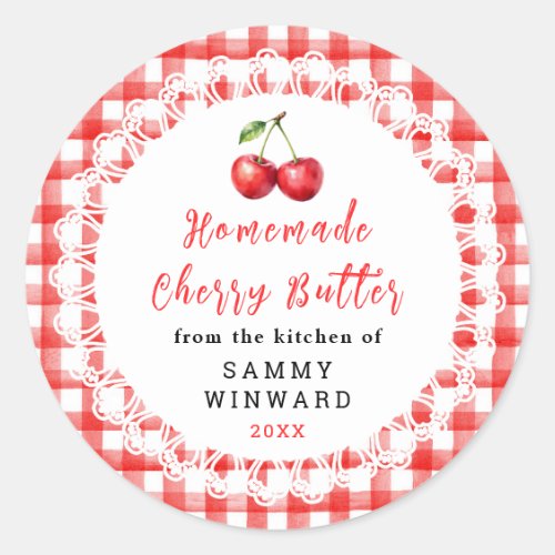 Homemade Cherry Butter Jar Label
