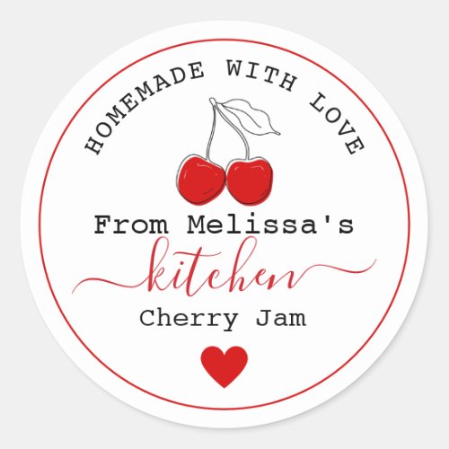 Homemade Cherry Jam  From The Kitchen Of    Classic Round Sticker