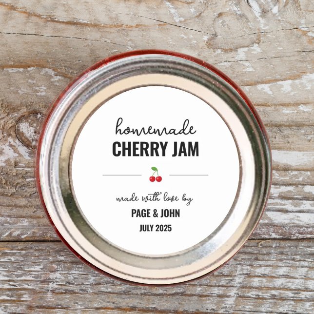 Homemade Cherry Jam Jar Label Sticker (Creator Uploaded)