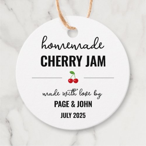 Homemade Cherry Jam Jar Wedding Favor Tags