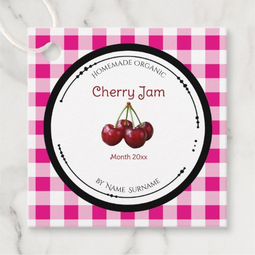 Homemade Cherry Jam Label With Ingredients