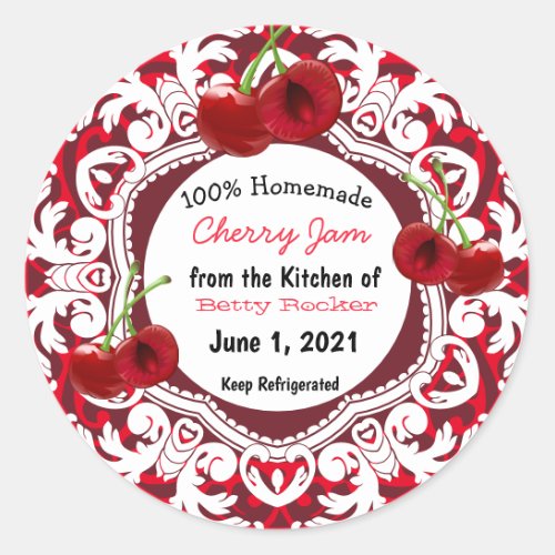 Homemade Cherry Jam Personalized  Classic Round Sticker