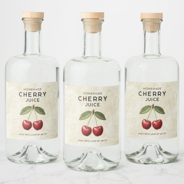 Homemade cherry juice labels vintage style (Bottles)