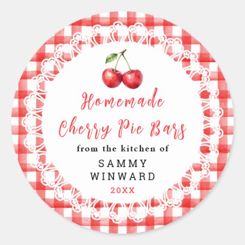 Homemade Cherry Pie Bars Label