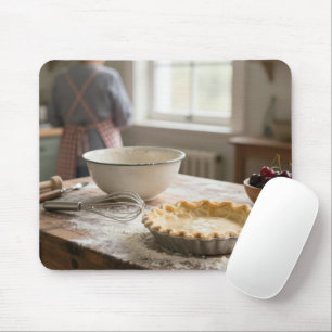 Homemade Cherry Pie In a Retro Kitchen Mouse Pad