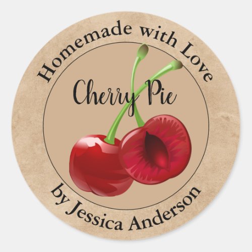 Homemade Cherry Pie Kraft Classic Round Sticker