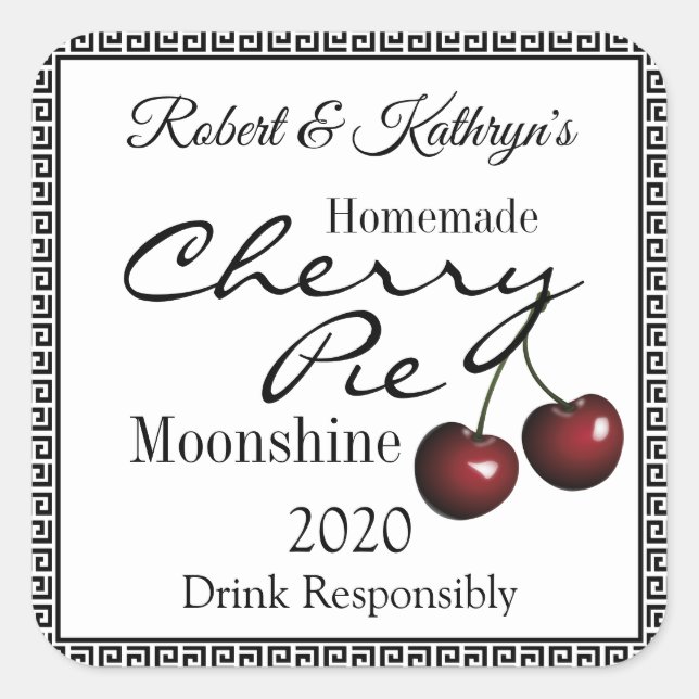 Homemade Cherry Pie Moonshine Personalized Square Sticker (Front)