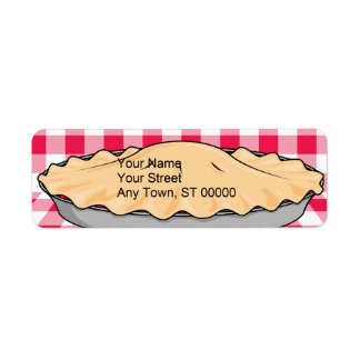 homemade cherry pie on checkered background label