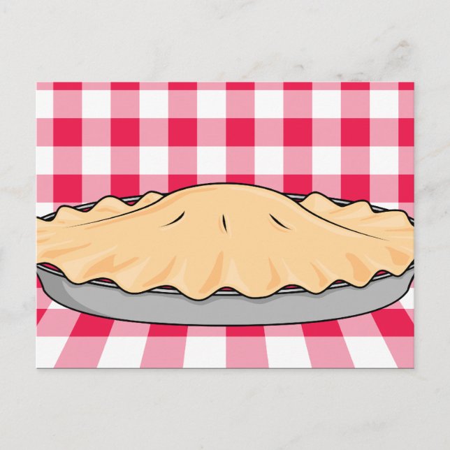 homemade cherry pie on checkered background postcard (Front)
