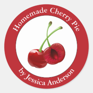 Homemade Cherry Pie Red Classic Round Sticker