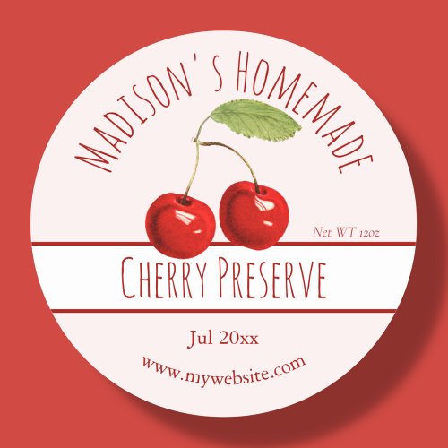 Homemade Cherry Preserve Labels