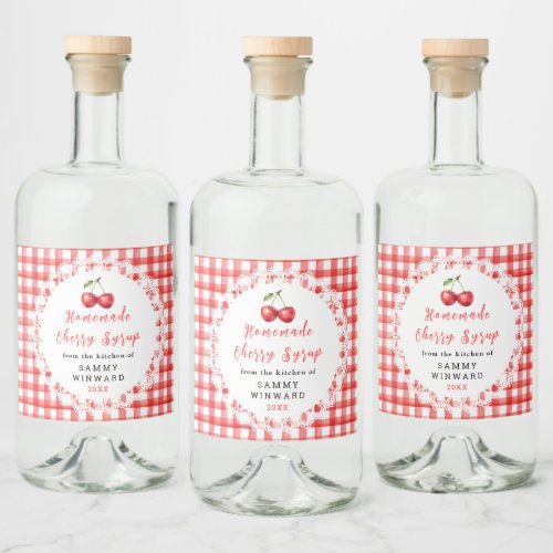 Homemade Cherry Syrup Bottle Label