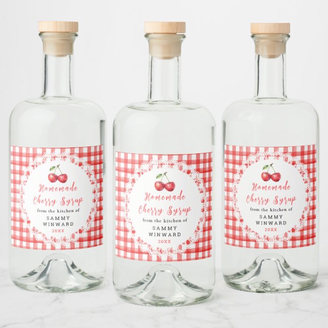 Homemade Cherry Syrup Bottle Label (Bottles)