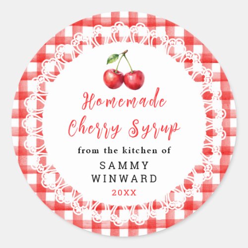 Homemade Cherry Syrup Bottle Label