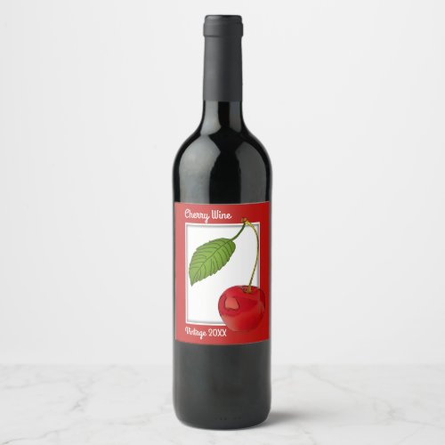 Homemade Cherry Wine in Luscious Red Wine Label