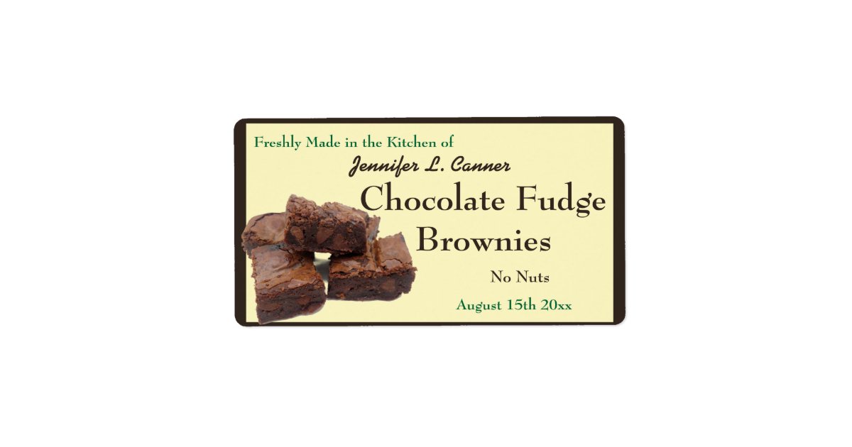 Homemade Chocolate Brownies Packaging Label Zazzle Com