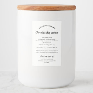Homemade Chocolate Chip Cookie Ingredient Label