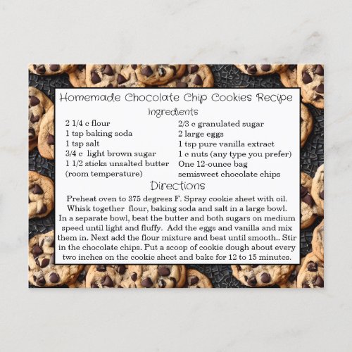 Homemade Chocolate Chip Cookies Recipe Card