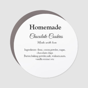 Homemade chocolate cookies made with love add text car magnet
