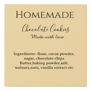 Homemade chocolate cookies made with love add text faux canvas print