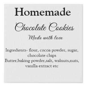 Homemade chocolate cookies made with love add text faux canvas print